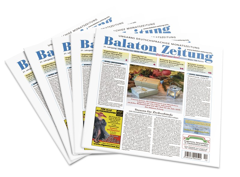 Balaton Zeitung Dezember 2018 - Januar 2019: Steuern für Zivilverbände
