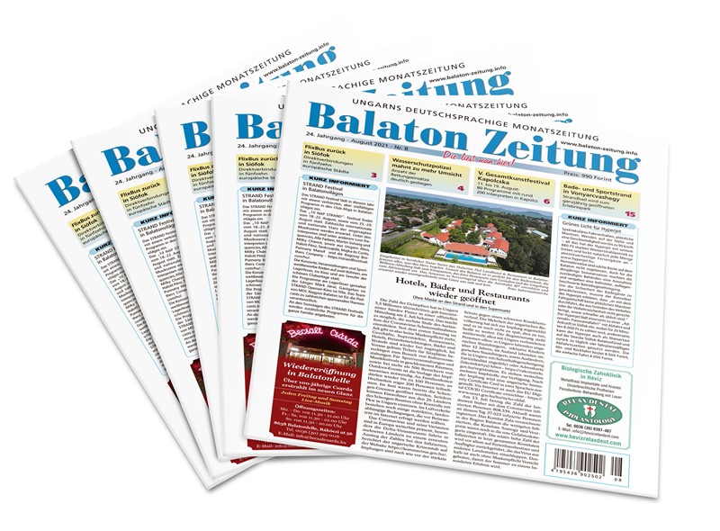Balaton Zeitung August 2021 - Hotels, Bäder und Restaurants wieder geöffnet