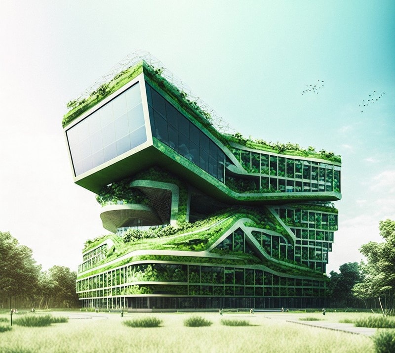 Grünes nachhaltiges Haus, AI generiert
